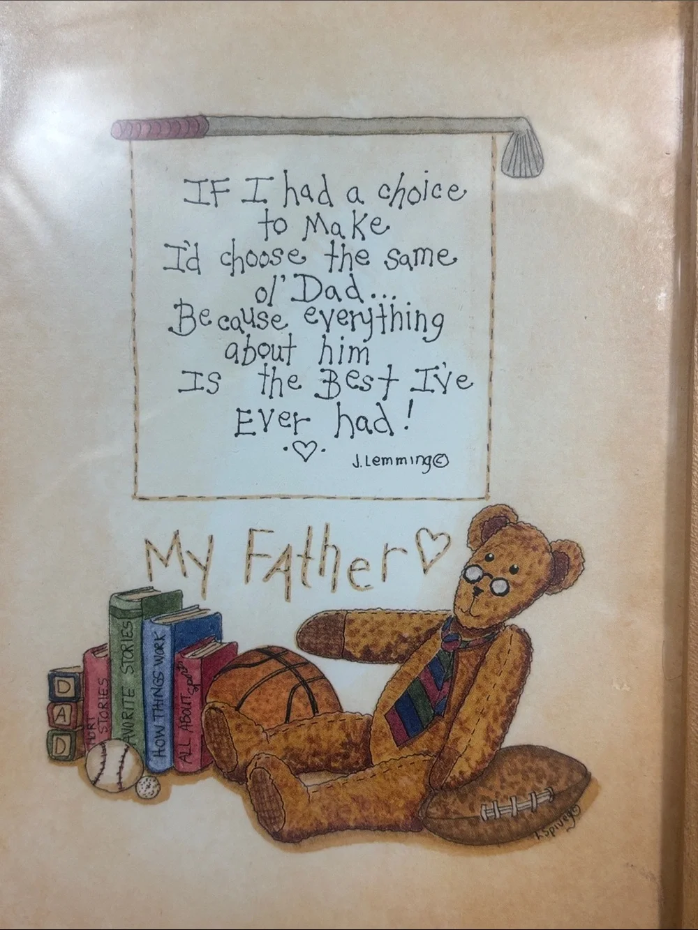 Framed My Father Teddy Bear Poem Wall Art Wood Frame Dad Gift 6.25” x 8.25”